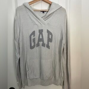 GAP Women's Off-White Cowl Neck Hooded Sweater